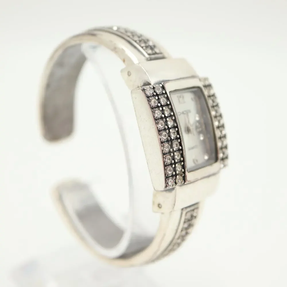 Chico's Silver Tone 24mm Square Jewel Cuff Womens Watch Metal w New Battery